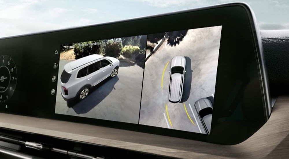 Close-up of the infotainment screen in a 2025 Kia Telluride.