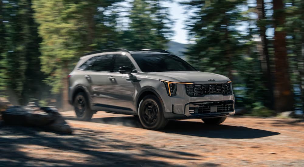 A gray 2025 Kia Sorento off-roading for sale near Arlington Heights