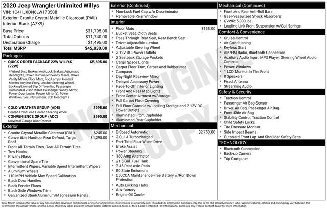 2020 Jeep Wrangler Unlimited Willys