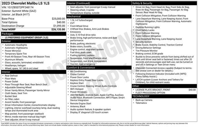 2023 Chevrolet Malibu LS 1LS