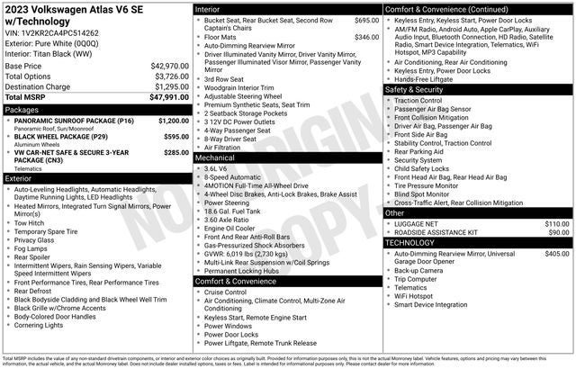 2023 Volkswagen Atlas 3.6L V6 SE w/Technology