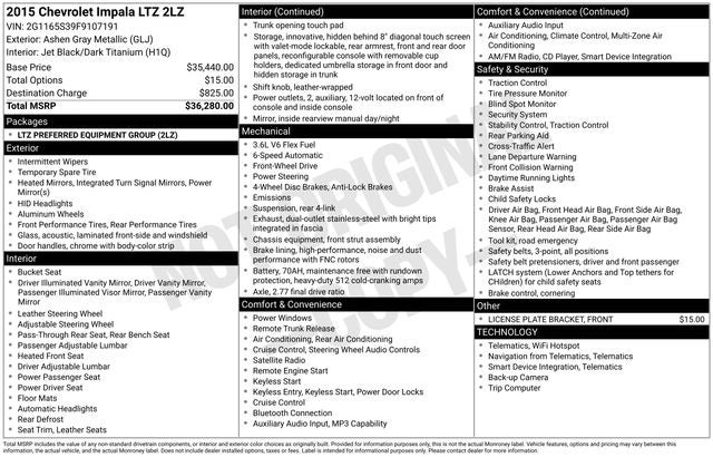 2015 Chevrolet Impala LTZ 2LZ