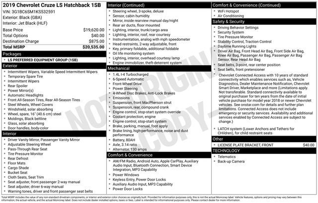 2019 Chevrolet Cruze LS