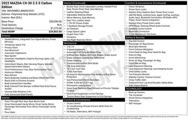 2022 Mazda Mazda CX-30 2.5 S Carbon Edition