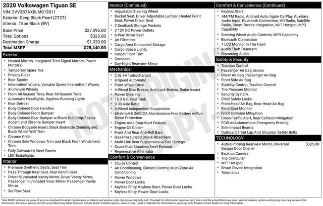 2020 Volkswagen Tiguan 2.0T SE