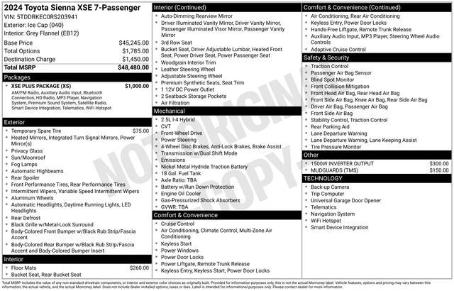 2024 Toyota Sienna XSE 7 Passenger