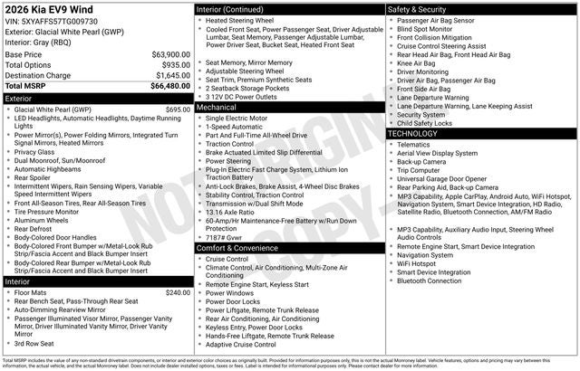 2026 Kia EV9 Wind