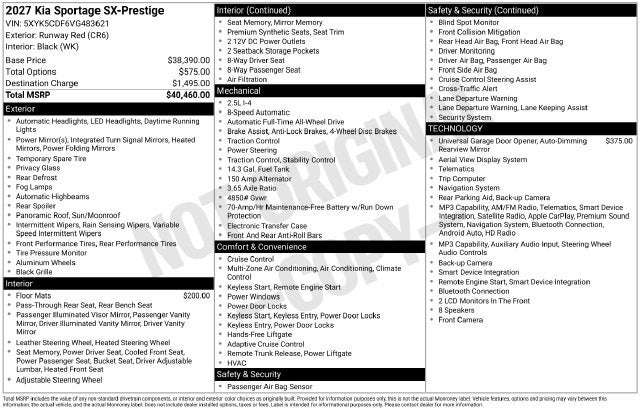 2027 Kia Sportage SX-Prestige