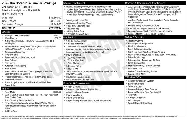 2026 Kia Sorento X-Line SX Prestige
