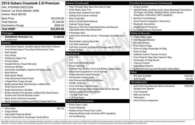 2016 Subaru Crosstrek 2.0i Premium