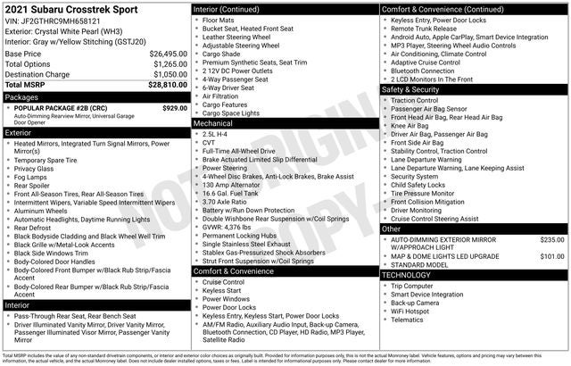 2021 Subaru Crosstrek Sport