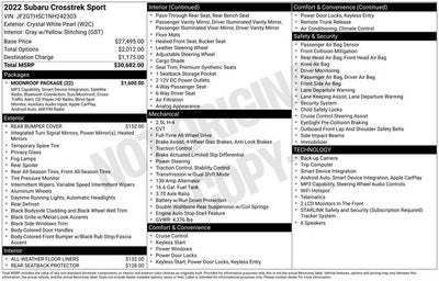 2022 Subaru Crosstrek Sport