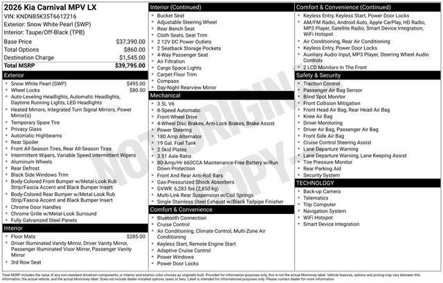 2026 Kia Carnival LX