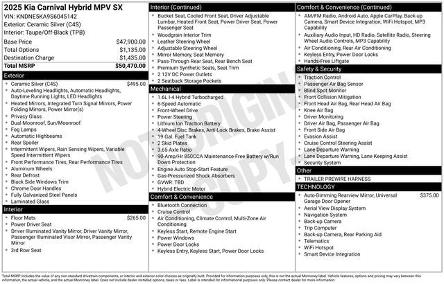2025 Kia Carnival Hybrid SX