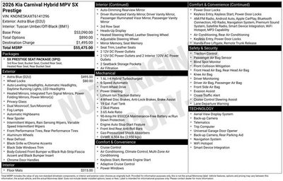 2026 Kia Carnival Hybrid SX Prestige