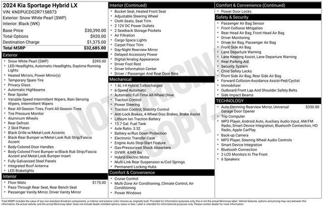 2024 Kia Sportage Hybrid LX