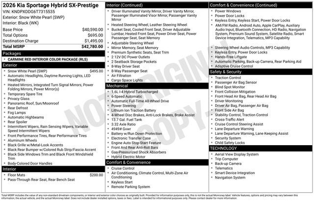 2026 Kia Sportage Hybrid SX-Prestige