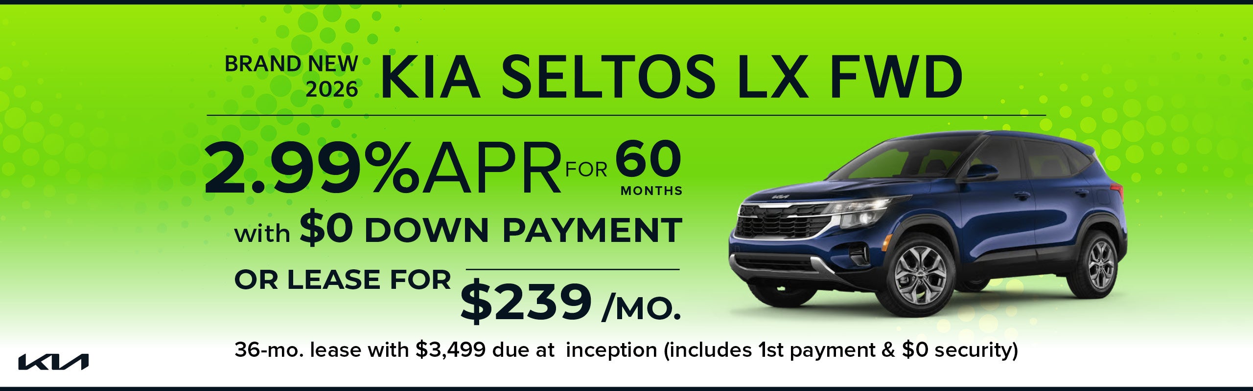 Brand New 2026 Kia SELTOS LX fwd