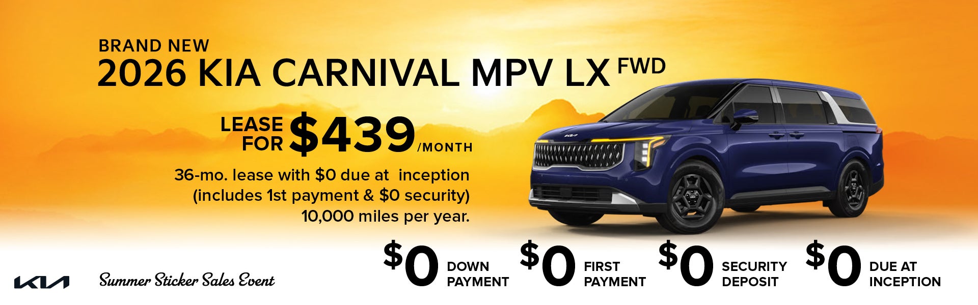 Brand-new 2026 Kia CARNIVAL MPV LX fwd